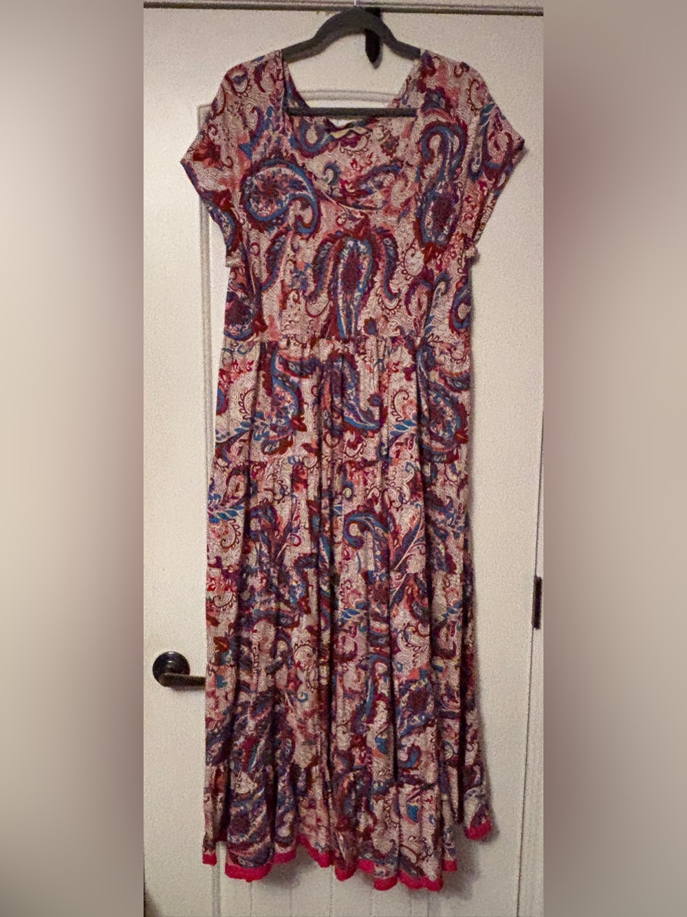 Soft Surroundings Paisley Maxi Skirt in Red, Blue and Cream